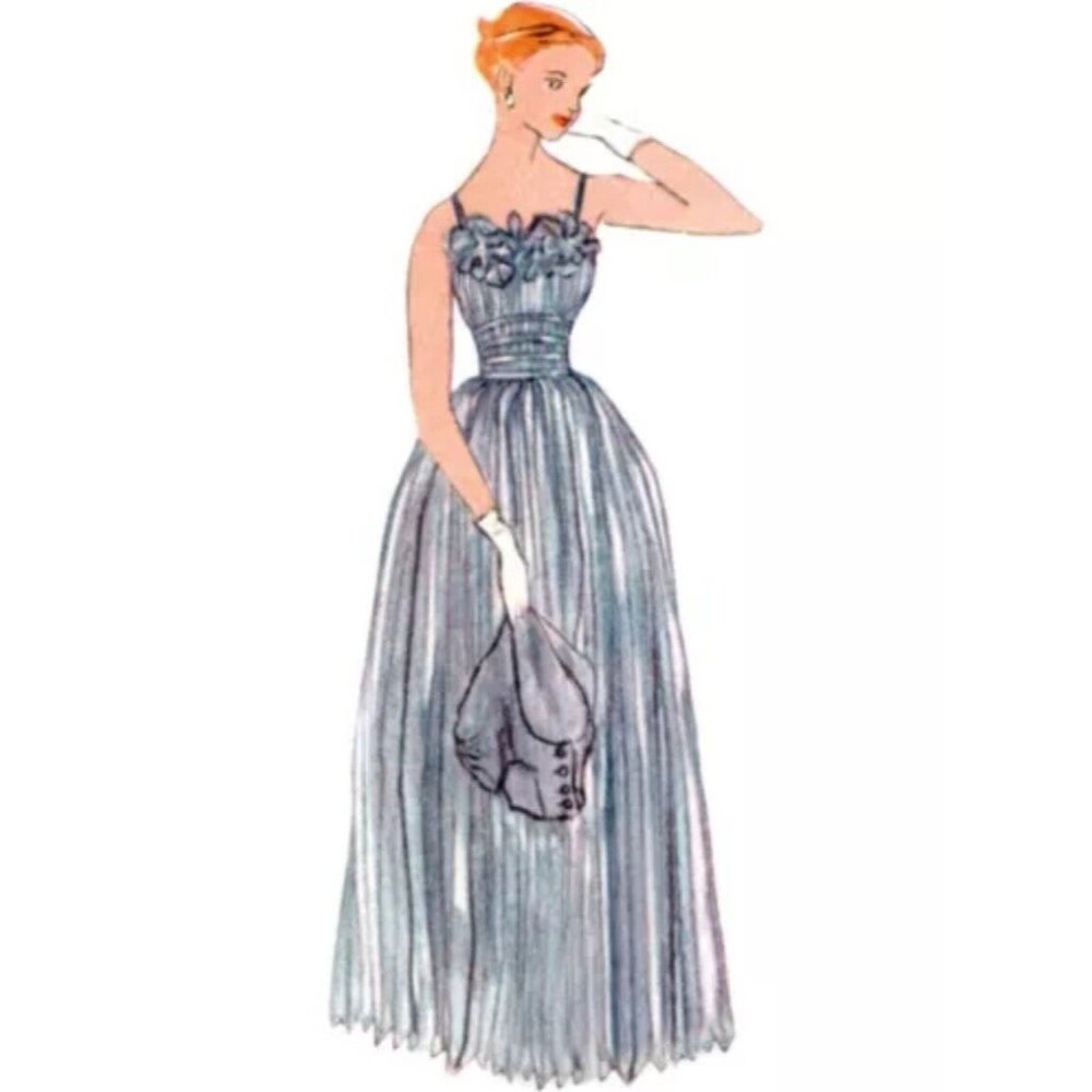 Simplicity Pattern 9819 Vintage 50s Long Gown Tea Length Dress Jacket Sizes 8-16 - Picture 3 of 6